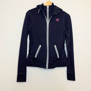 Abercrombie & Fitch Navy Active Reflective Double Zip High Neck Hoodie Sz S